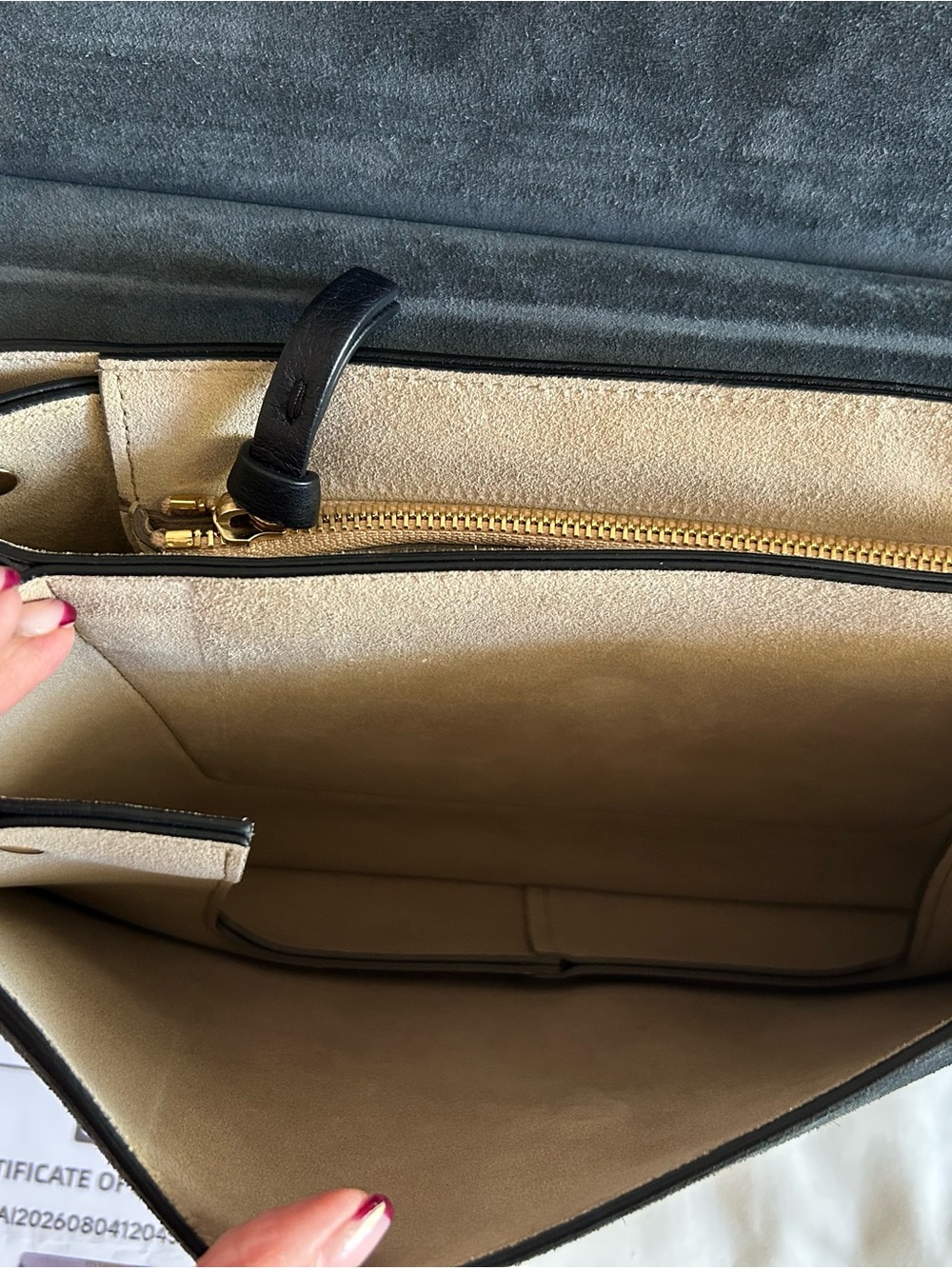 Chloé Navy Medium Studded Faye Suede Shoulder Bag with Gold Ring & Chain - Picture 6 of 16